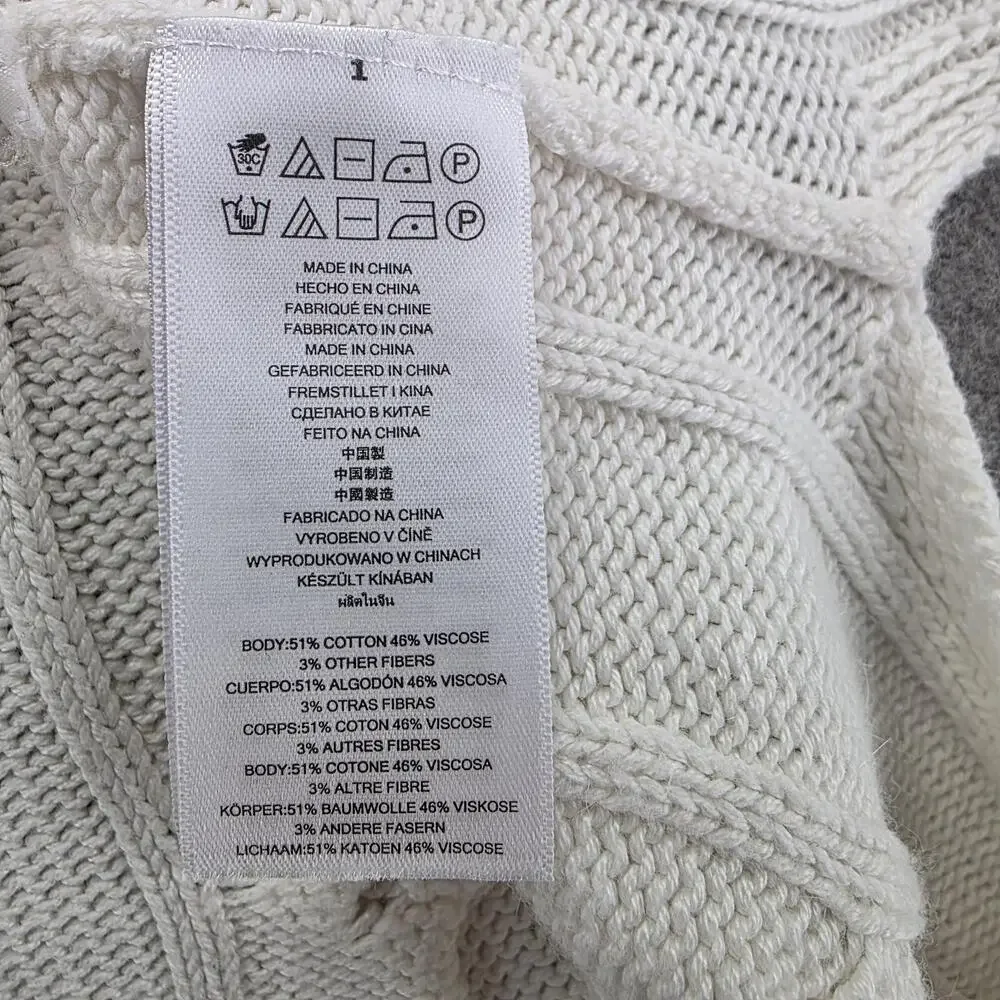 Michael Michael Kors Sweater Womens 2XL Ivory Cable Knit V-Neck Short Sleeve